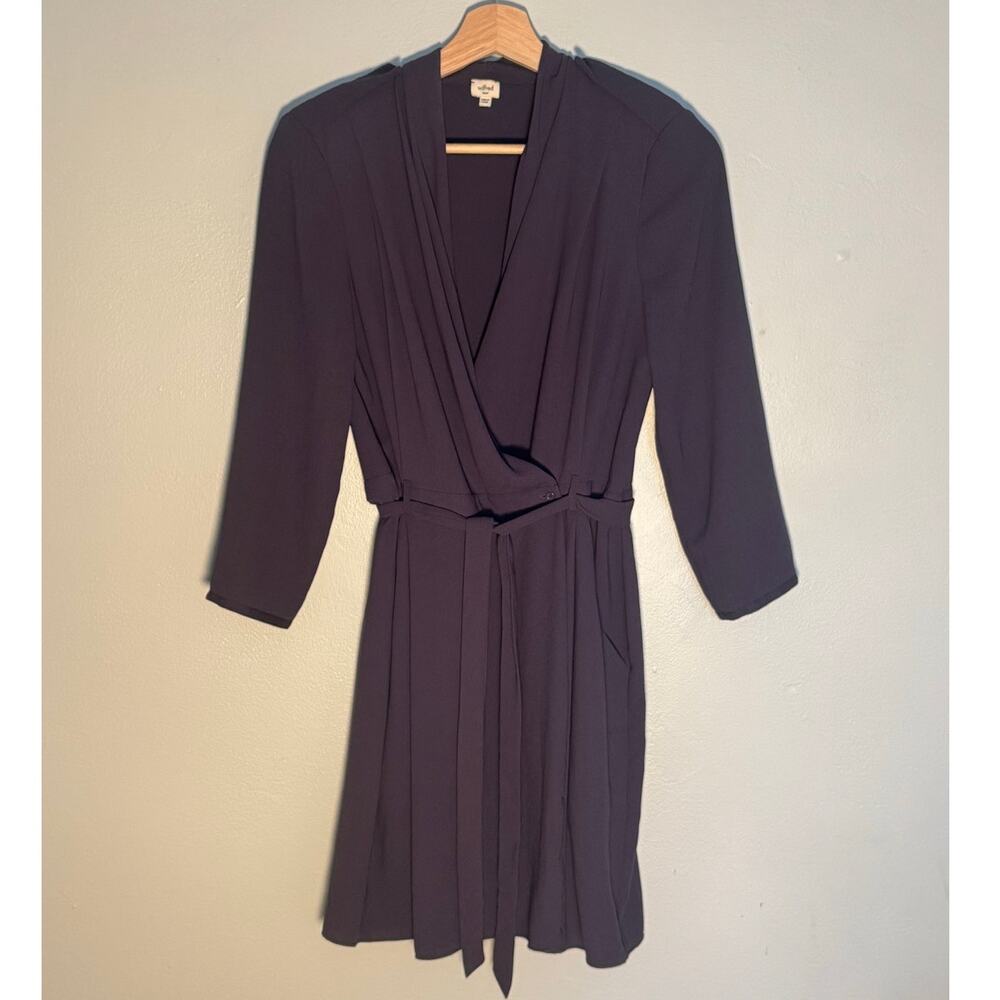 Size 4 Artizia Wilfred Franca Plum Wine Wrap Dress 3/4 Length Sleeve